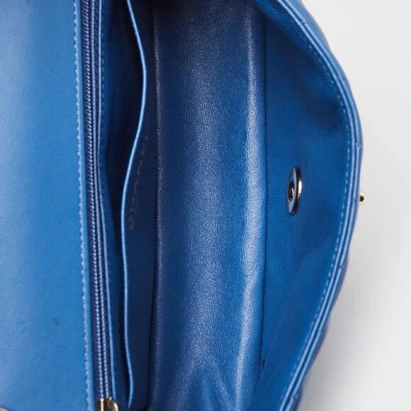 Chanel Blue Chevron Quilted Lambskin Leather Classic Mini Rectangular Bag - Picture 7 of 12